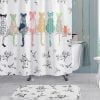 Detail of floral design on shower curtain