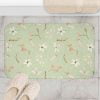 Green Floral Boho Bath Mat for a comfortable & non-slip shower experience