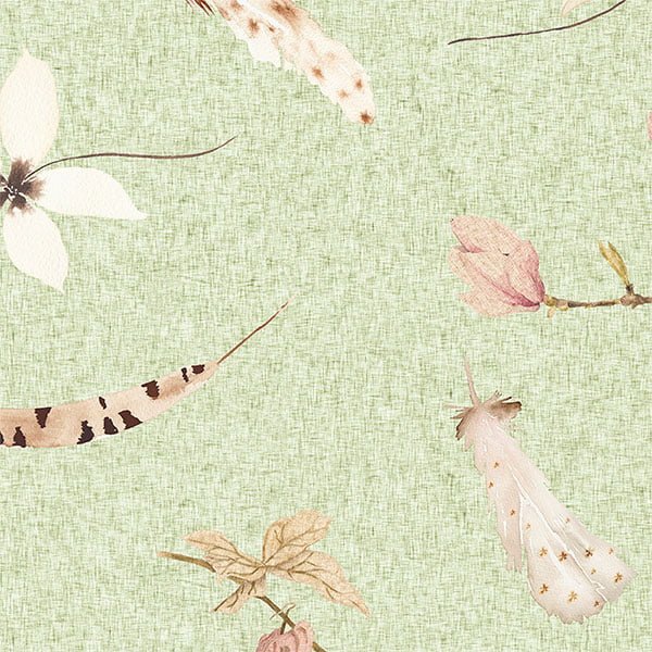 Close-up of soft & absorbent Green Floral Boho Bath Mat