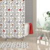Shower curtain for kids with playful umbrella design, water-repellent.