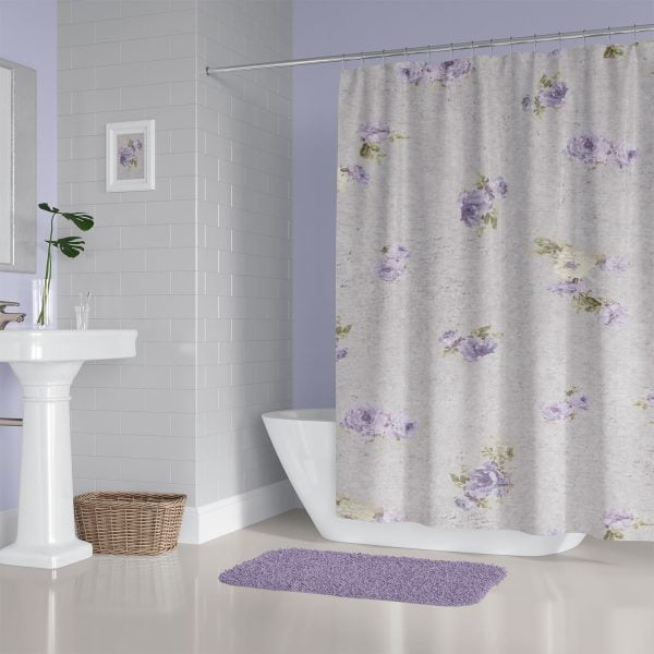 Lavender Rose Floral Shower Curtain