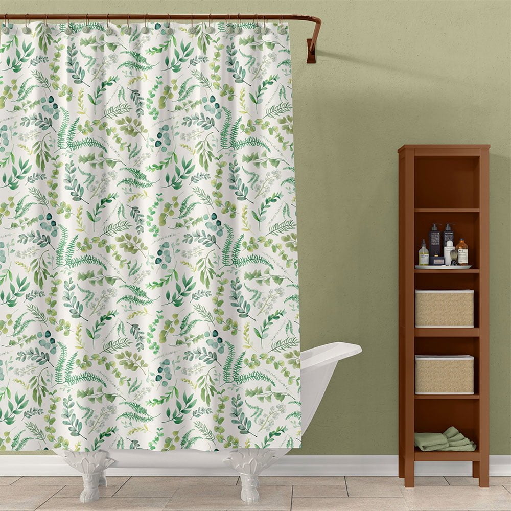Nature-Inspired Green Shower Curtain with Standard Size