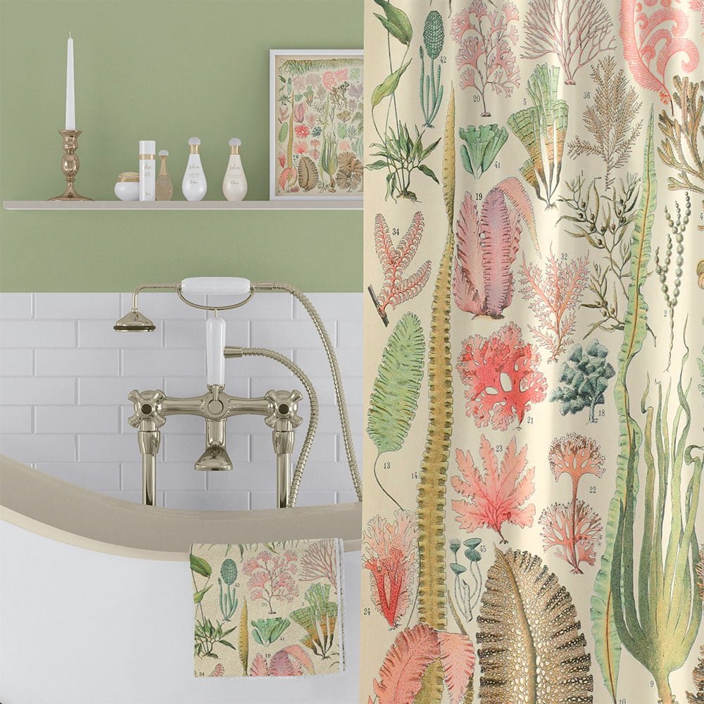Calming Bathroom Decor with Ocean Algae Design