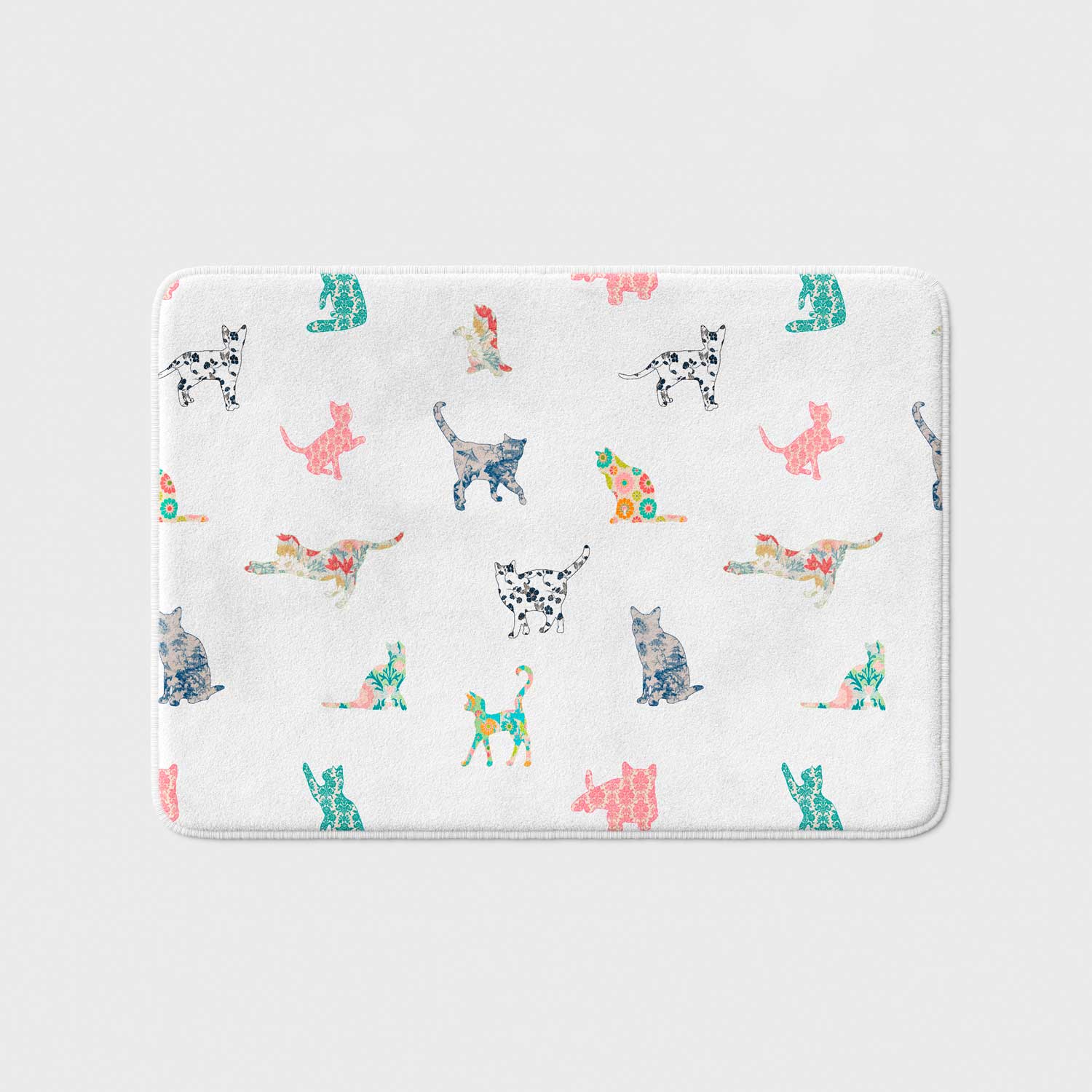 patchwork cats bath mat for little girls bathroom