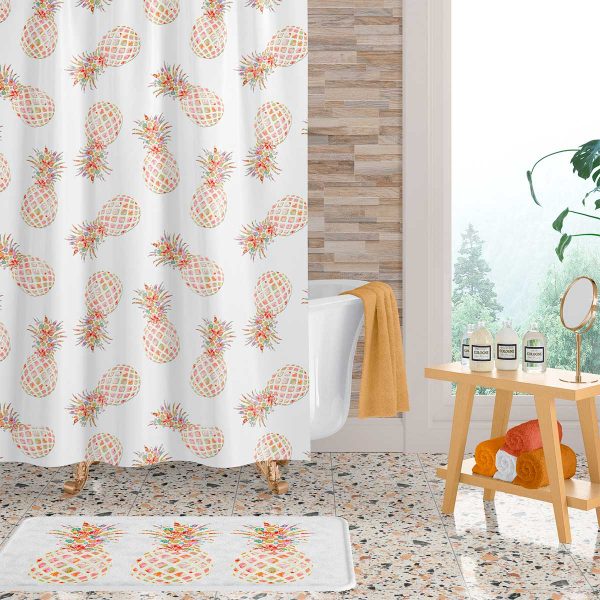 Tropical Pineapple Shower Curtain with Standard Size for Hassle-Free Use