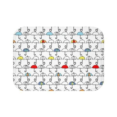 Kids Memory Foam Bath Mat with Fun Colorful Umbrellas For Gender Neutral Bathroom Decor - 24