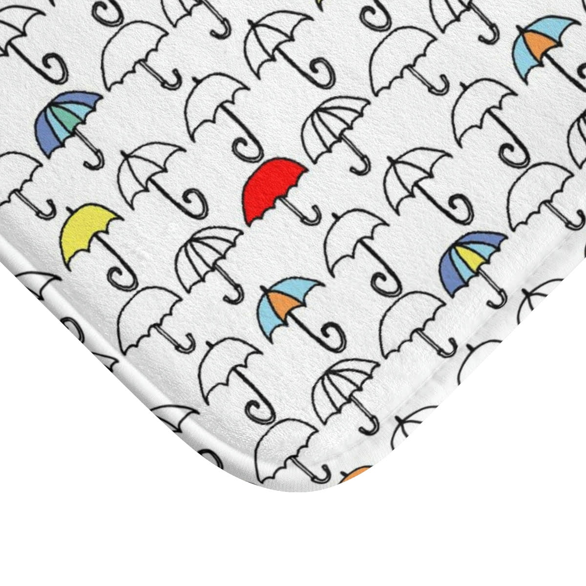 Kids Memory Foam Bath Mat with Fun Colorful Umbrellas For Gender Neutral Bathroom Decor - Image 3