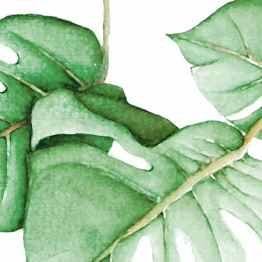 watercolor palm leaves artwork on bathroom mat