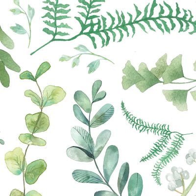 watercolor leaves print on jersey knit fabric
