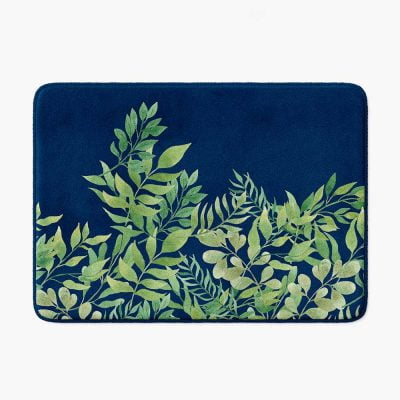 Navy And Green Non Slip Memory Foam Bath Mat