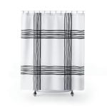 Black and white check fabric shower curtain