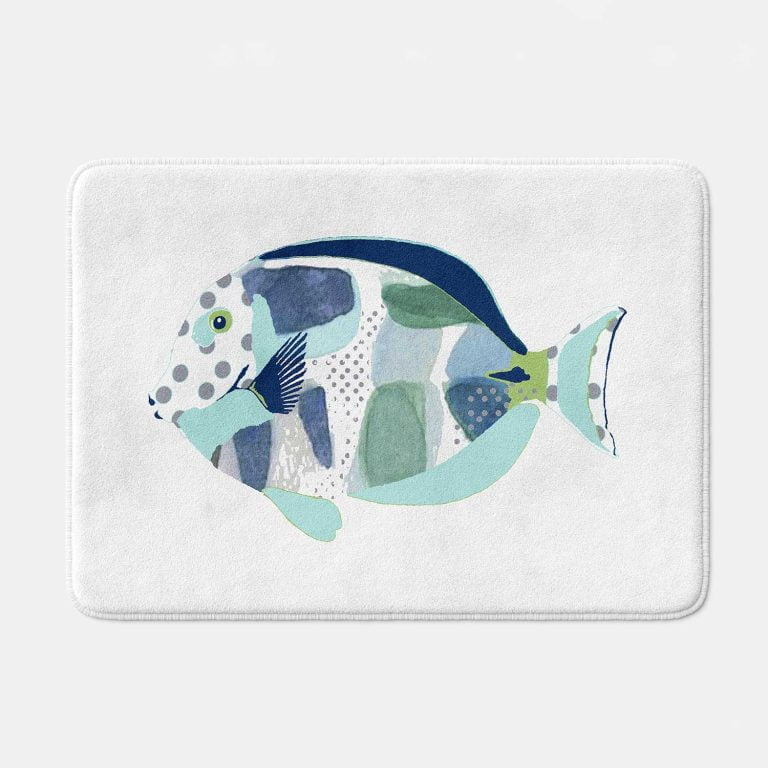 kids modern big blue fish bath rug