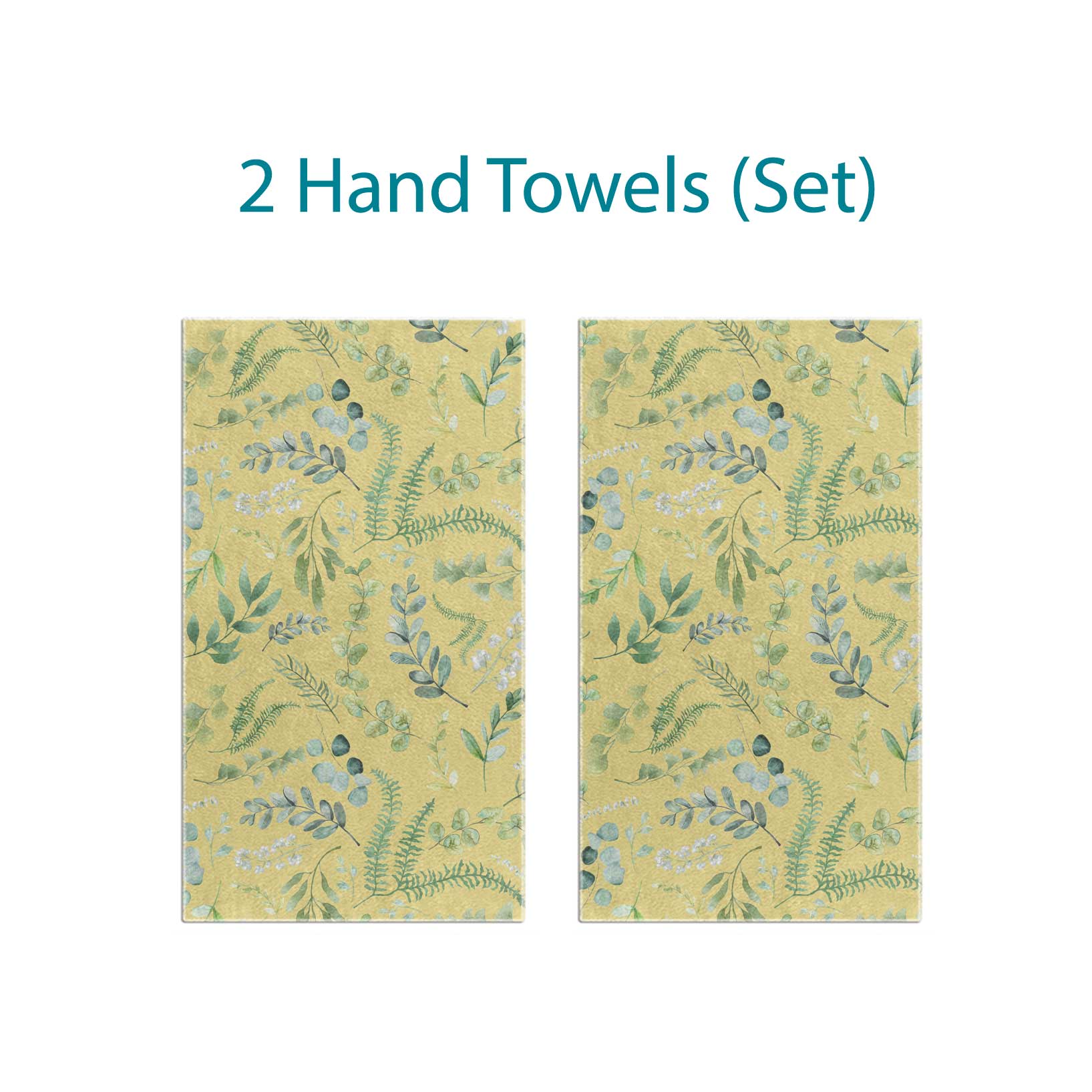 Coordinated Leafy Lemon Watercolor Floral Hand Towel Set by Ozscape Designs