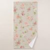 Beige Bath Towel With Shabby Chic Style Pink And Apricot Blurred Rose Floral Pattern
