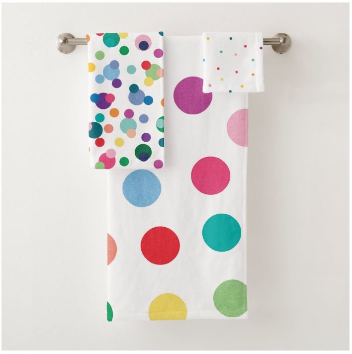 Kids towel set with colorful Polka Dots