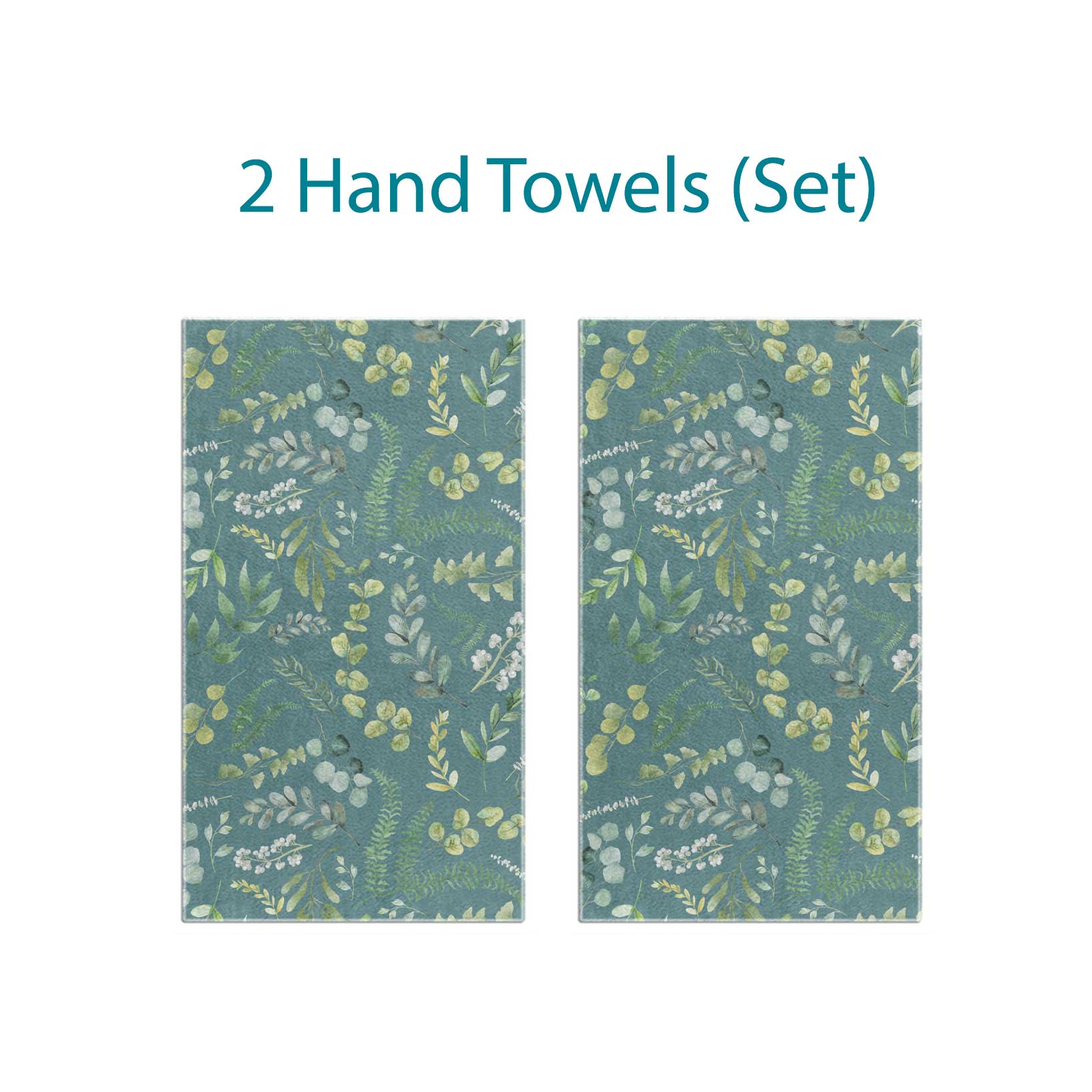 Coordinated Leafy Green Watercolor Floral Hand Towel Set by Ozscape Designs
