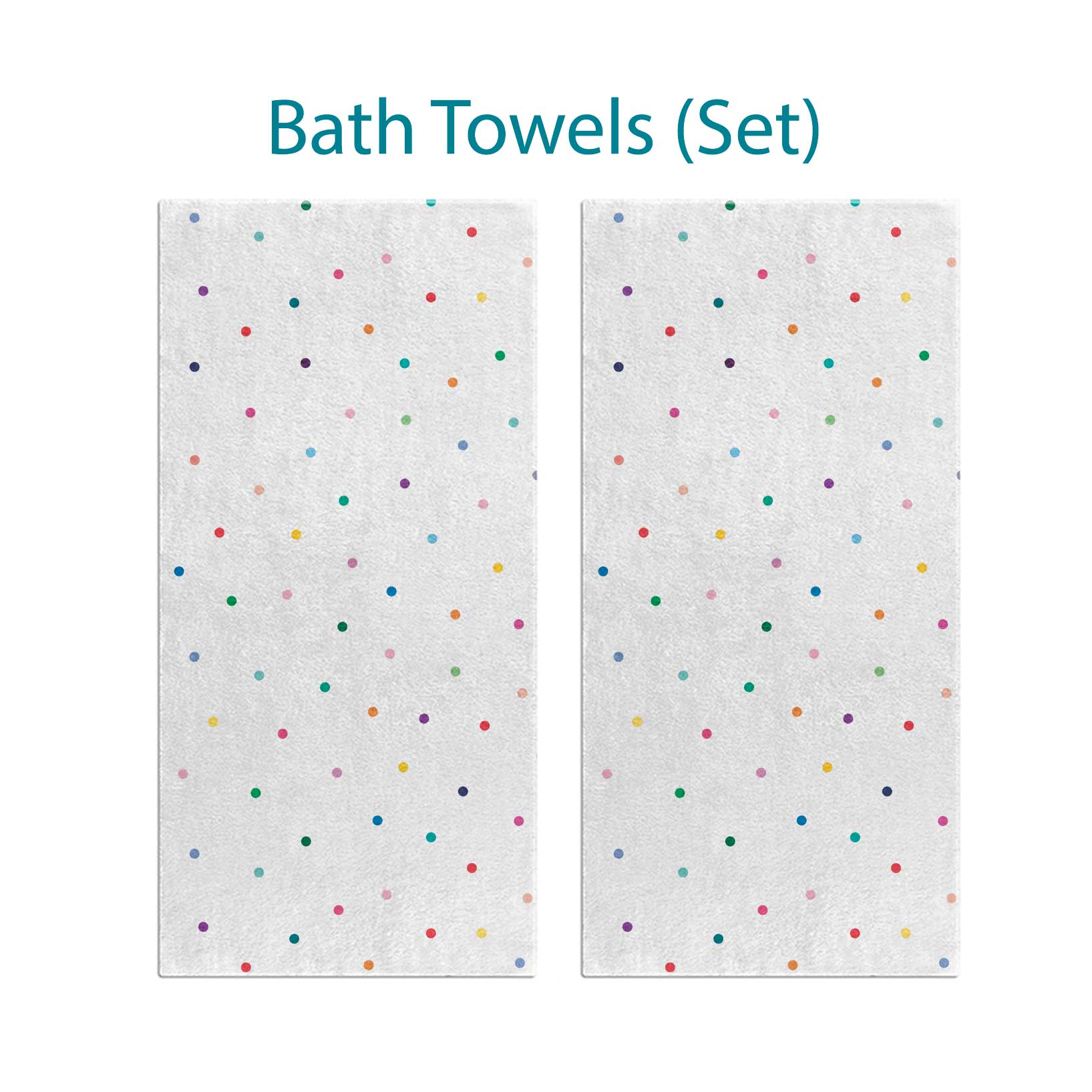Complete Colorful Polka Dot Pattern Bath Towel Set for Kids by Ozscape Designs