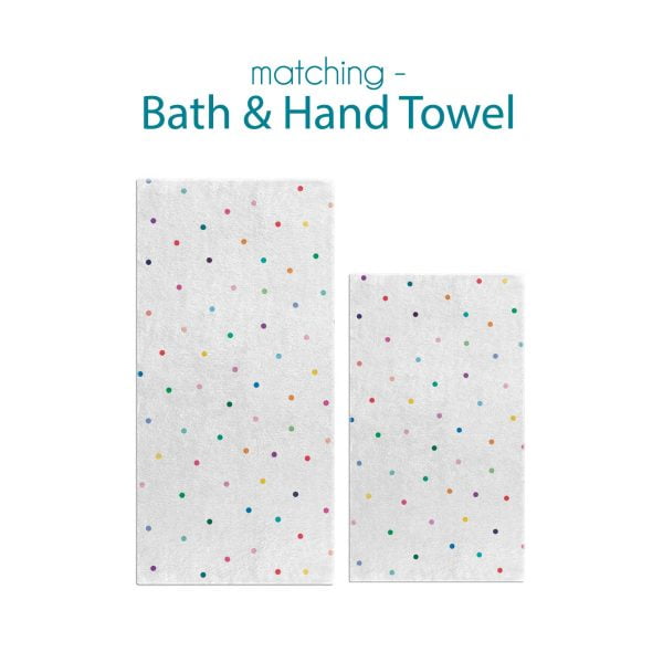 Complete Colorful Polka Dot Pattern Bath and Hand Towel Set for Kids by Ozscape Designs