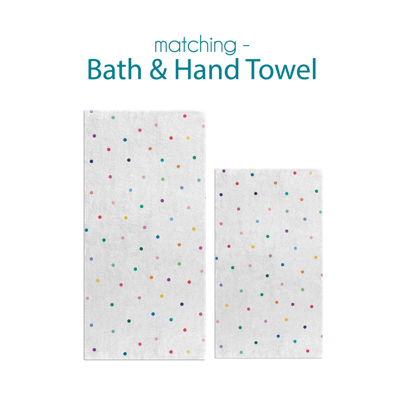 Complete Colorful Polka Dot Pattern Bath and Hand Towel Set for Kids by Ozscape Designs