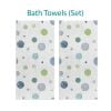 Complete Navy, Blue, and Green Textured Polka Dot Bath Towel Set for Kids by Ozscape Designs