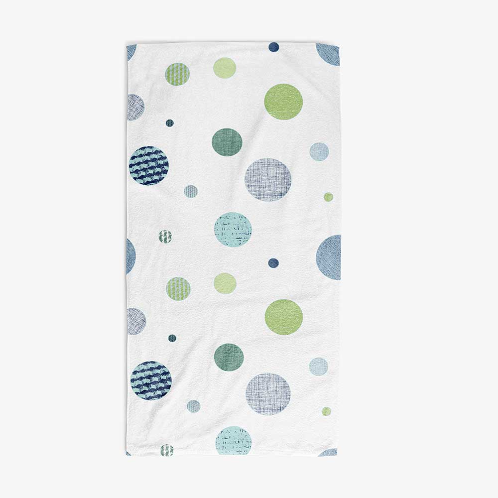 Textured Polka Dot Bath Towel in Navy, Blue, and Green for Kids by Ozscape Designs