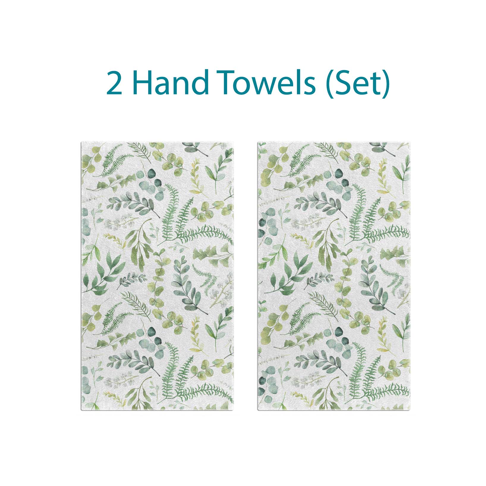 Coordinated Leafy Green Watercolor Floral Hand Towel Set by Ozscape Designs
