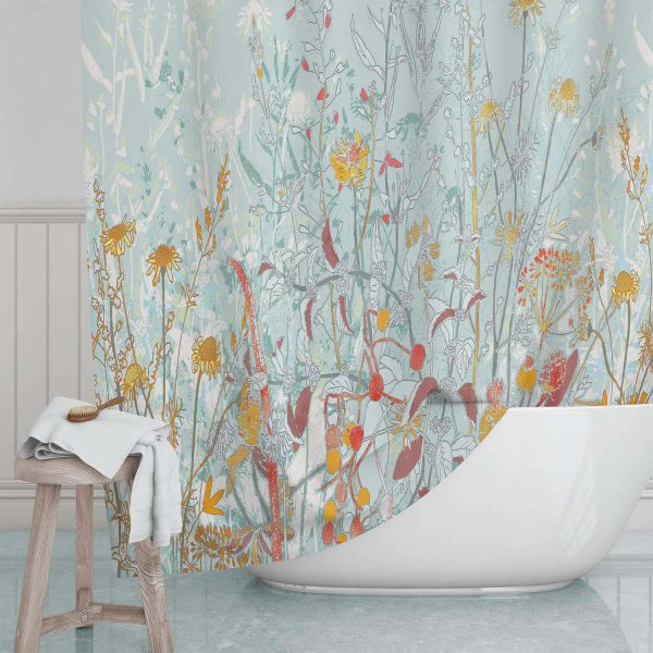 Blue Floral Wildflower Shower Curtain For A Modern Farmhouse Cottage Garden Vibe