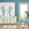 Blue and Green seahorse mold free fabric shower curtain