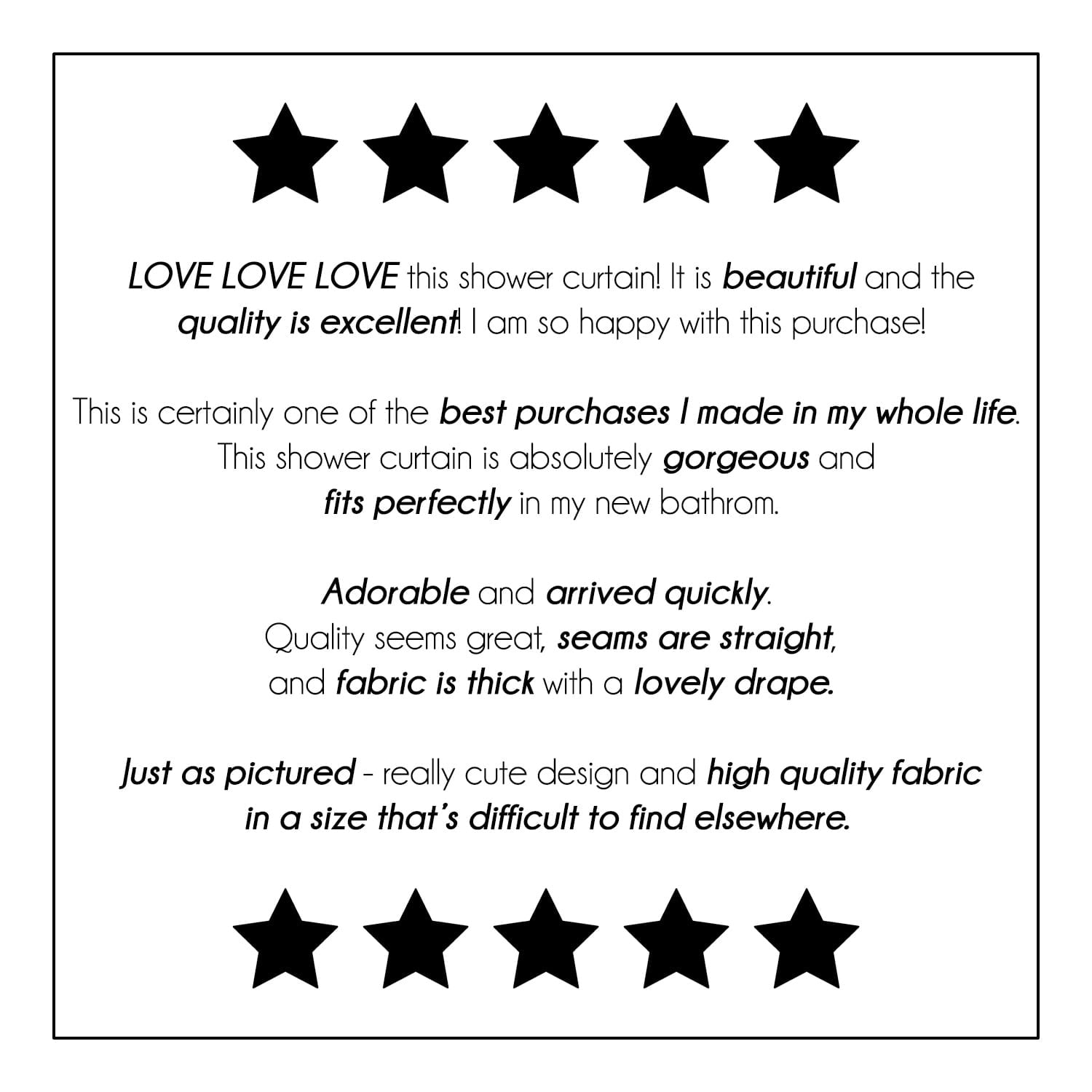 5 star reviews for shower curtains by ozscape designs