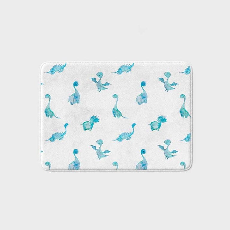 Baby Blue Dinosaur Bathroom Bath Mat For Toddler Boys