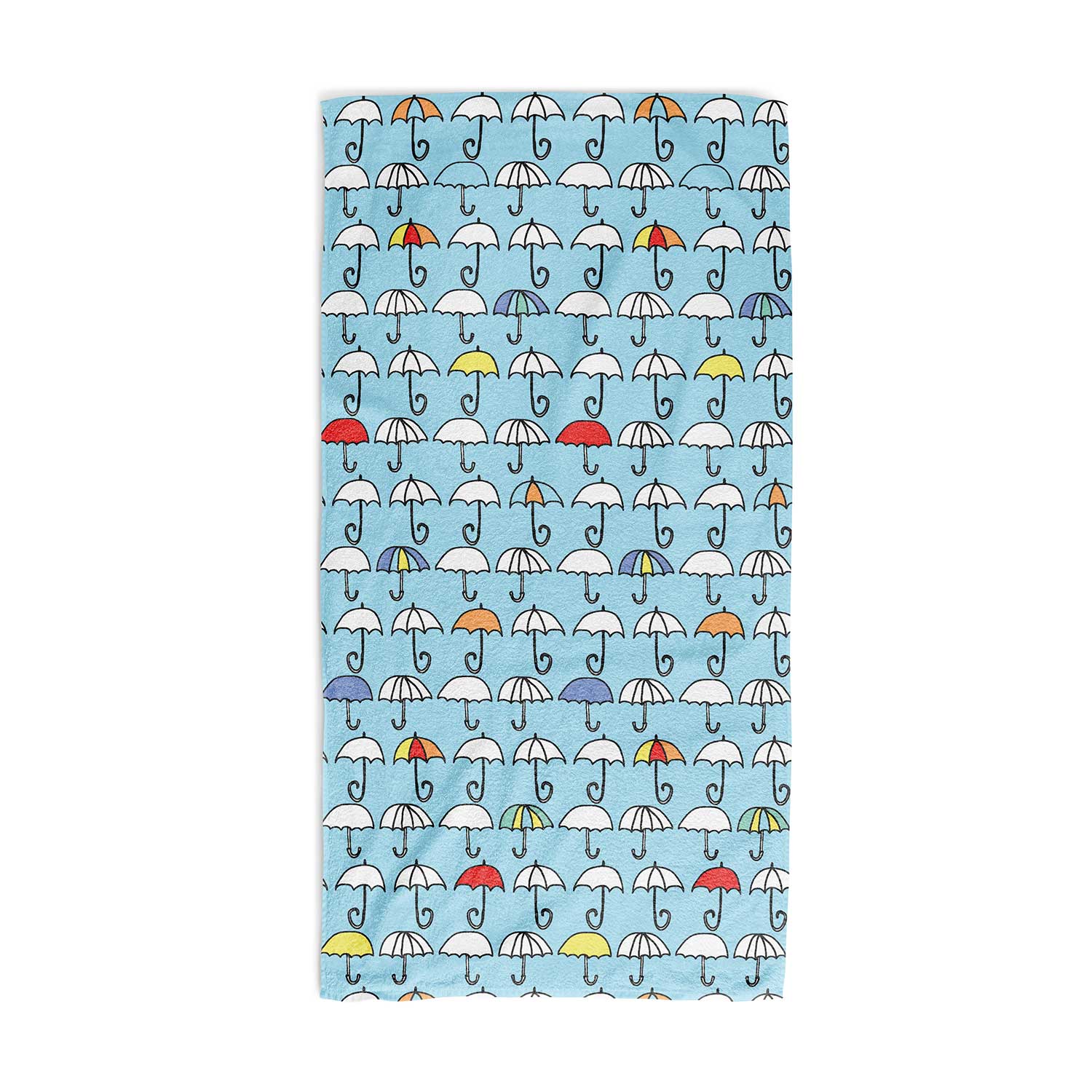 blue patterned kids beach towel with umbrella print