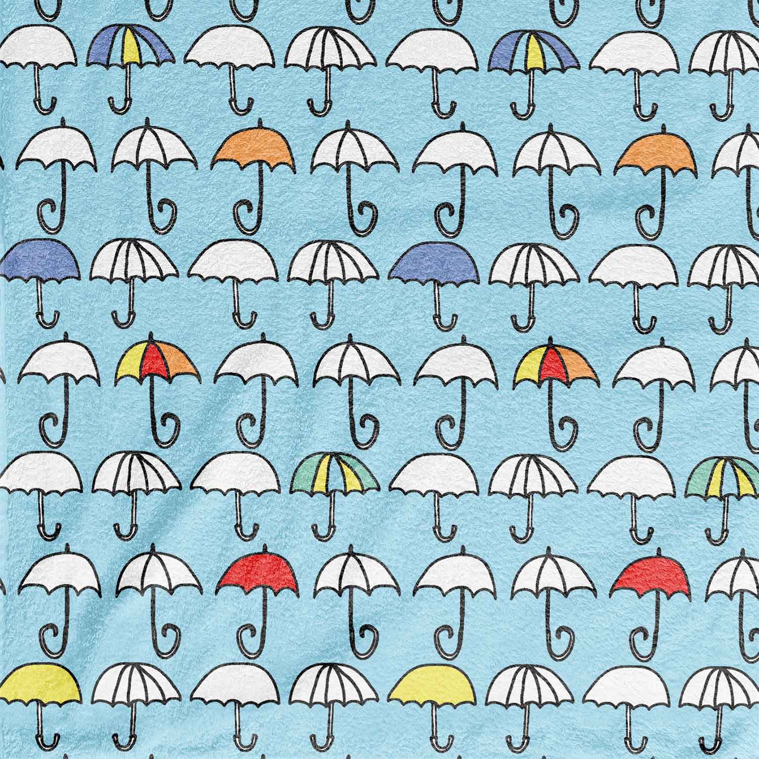 kids bath towel - with patterned blue umbrellas