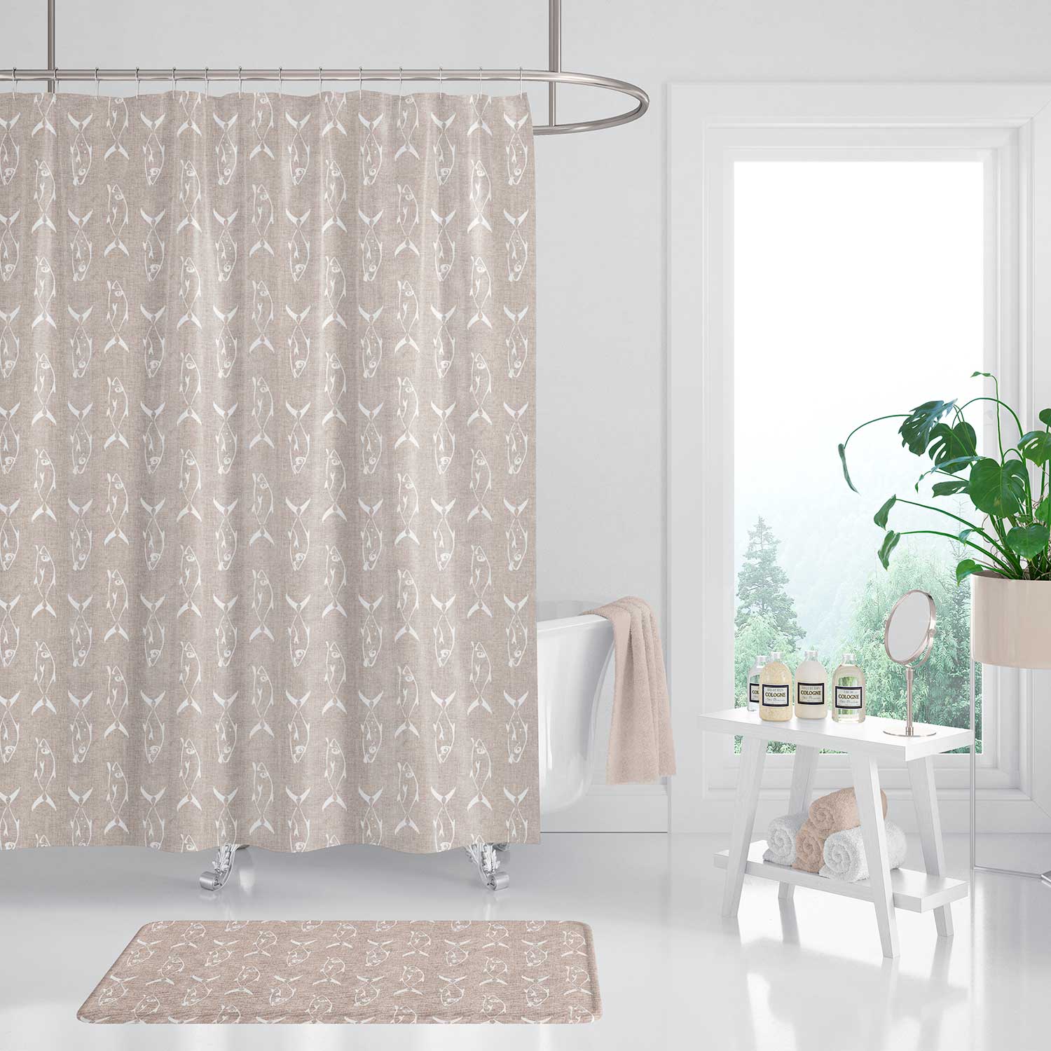 modern coastal bathroom shower curtain