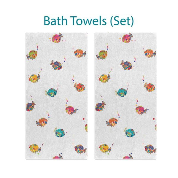 colorful fish bath towel set for children