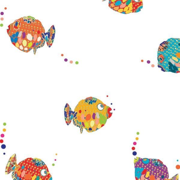 Close up of Kids beach towel with patterned colorful fish