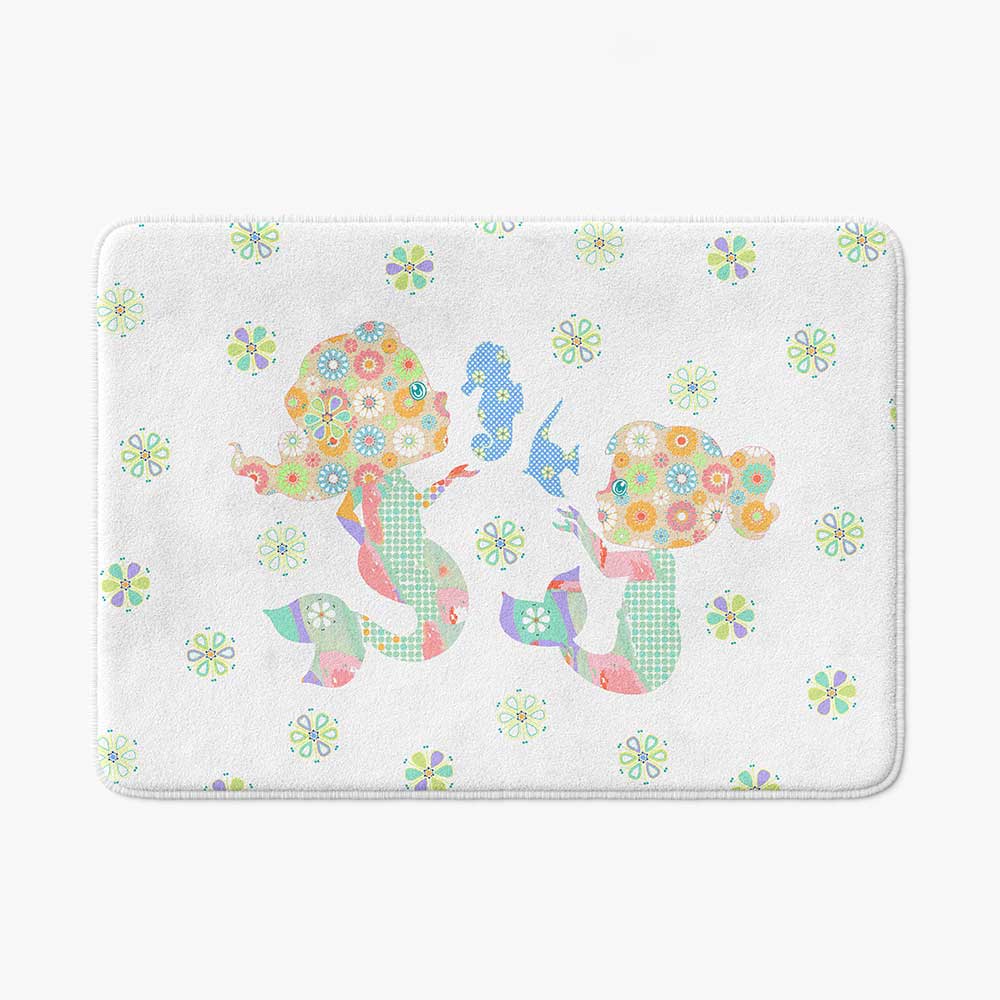 little girls bathroom microfiber non slip mat with pink mermaids pattern