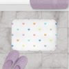 Kids bath mat non slip pastel love hearts in little girl’s bathroom setting