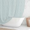 Beach House BAthroom Shower Curtain With Striped Coastal Breeze Wavy Lines Printed Fabric