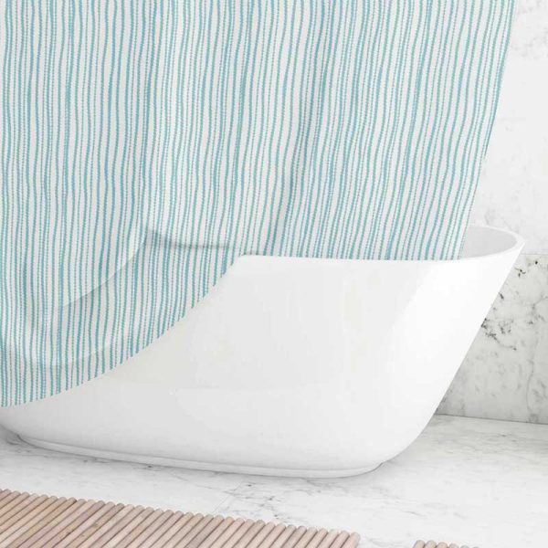 Lovely Beach BAthroom Blue and White Coastal Shower Curtain