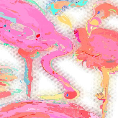 Pink Flamingos Fabric Shower Curtain artwork