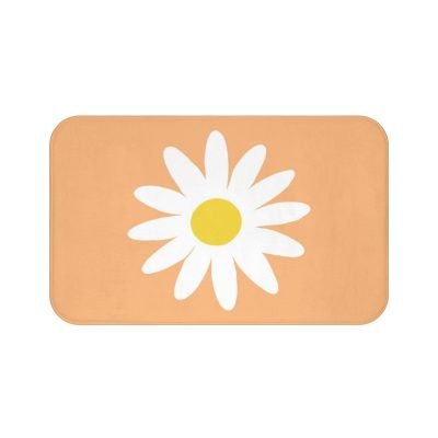 Modern Apricot Daisy Flower Non Slip BAth Mat For Childrens Bathroom Decor