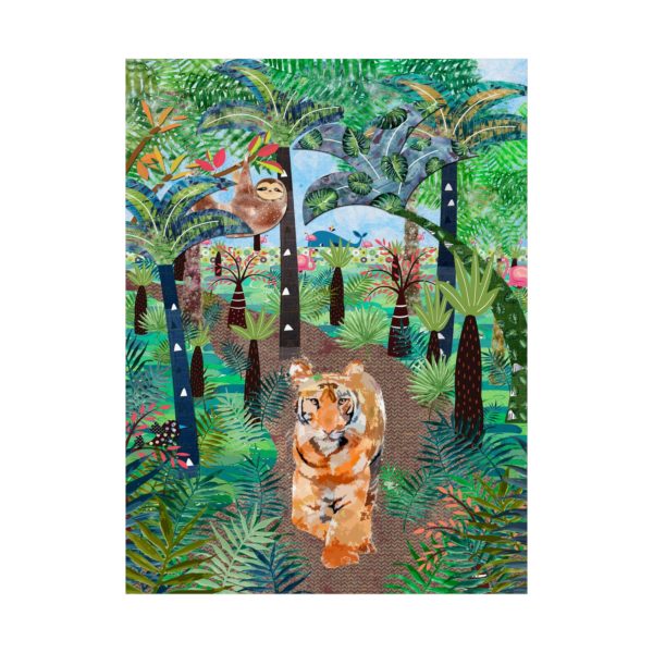 Jungle Tiger Tropical Bathroom Wall Art Print For Childrens Bathroom Decor