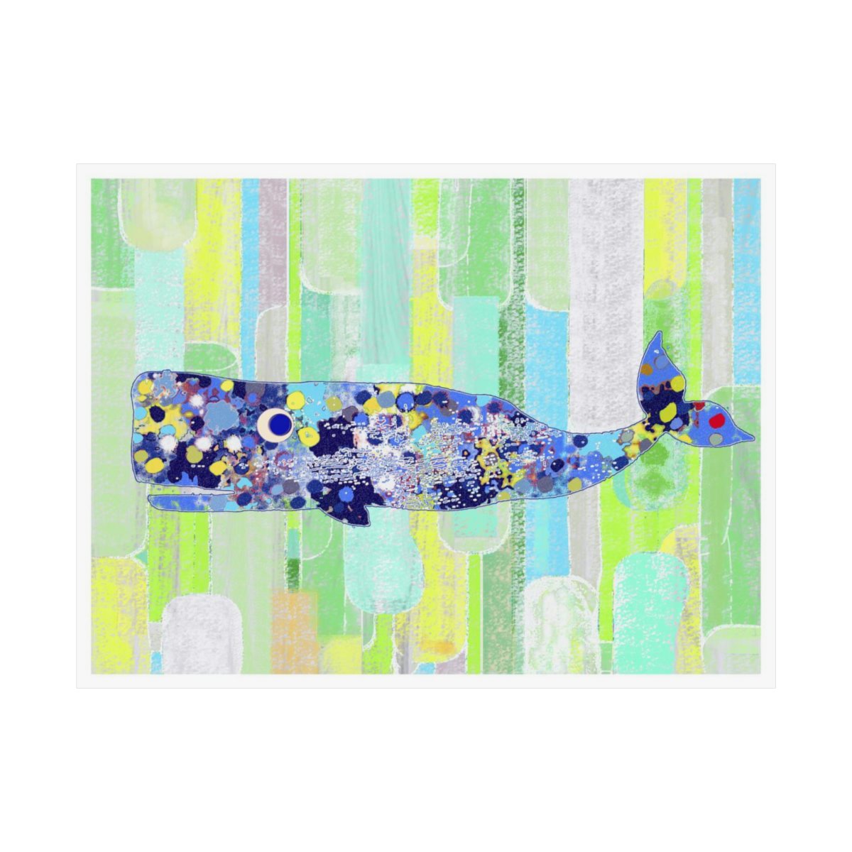 Kids Bathroom Art Modern Abstract Blue Whale Print - Image 5