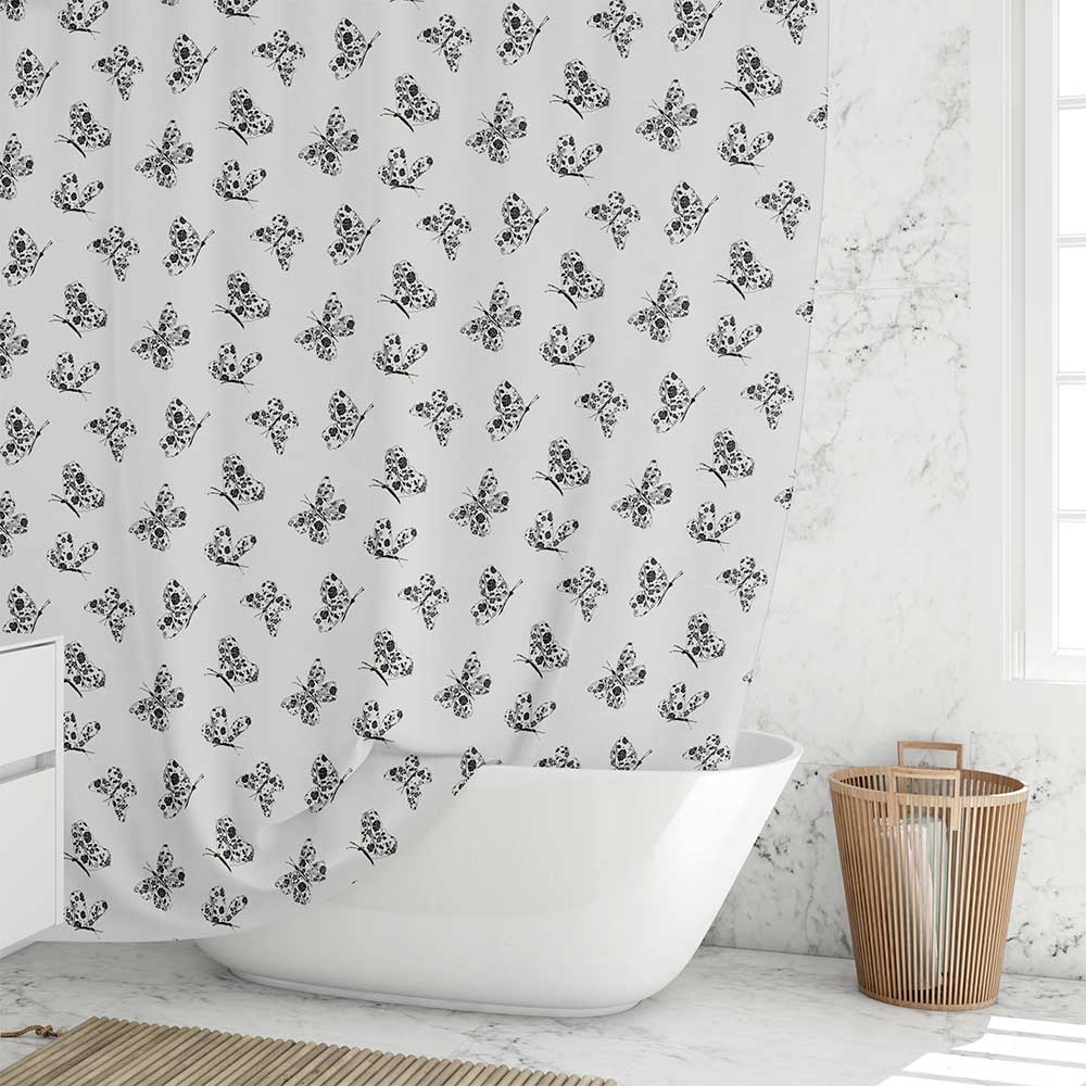 Extra Long Butterfly Shower Curtain For Unisex Kids Bathroom