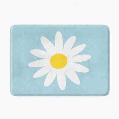 Non Slip Memory Foam Blue Daisy Flower BAth Mat For Kids
