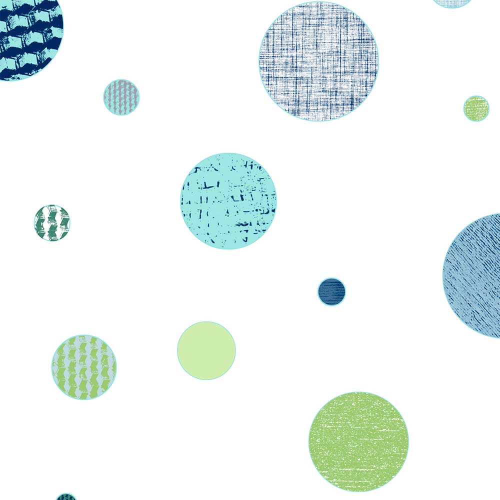 Blue And Green Polka Dot Fabric Shower Curtain For Kids