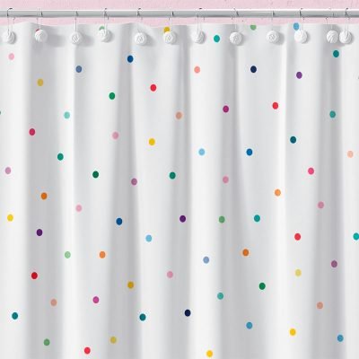 Colorful Polka Dot Shower Curtain For Toddler Bathroom