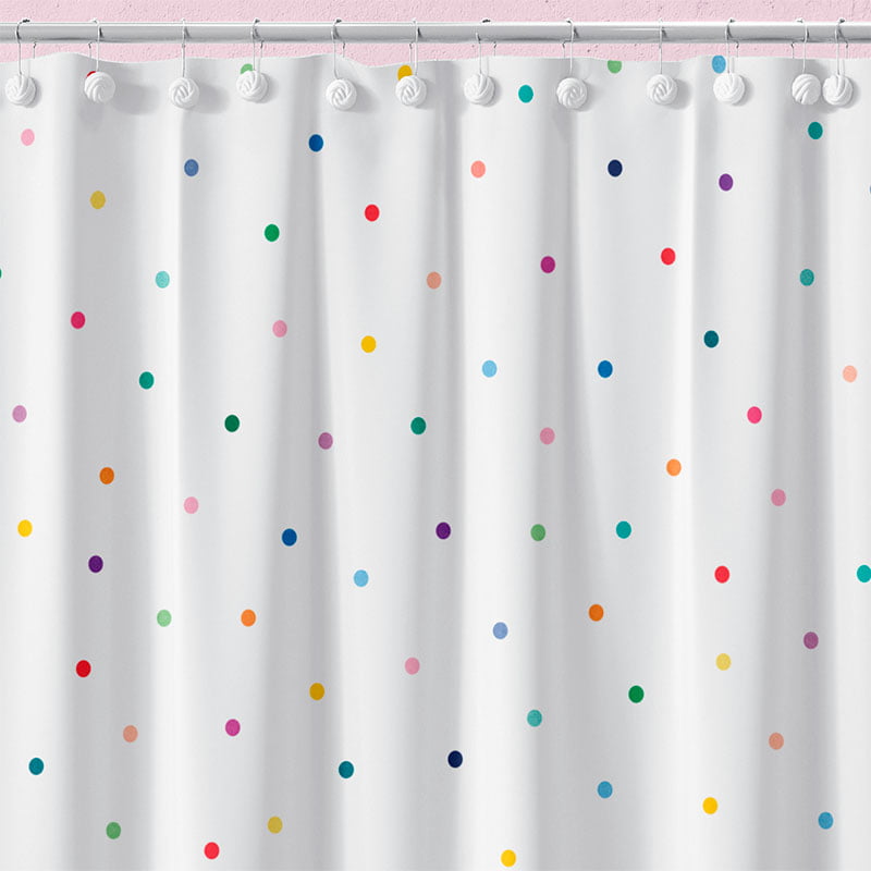 Colorful Polka Dot Shower Curtain For Toddler Bathroom