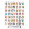 Fabric Shower Curtain With Unique Pink And Yellow Owls For Kids