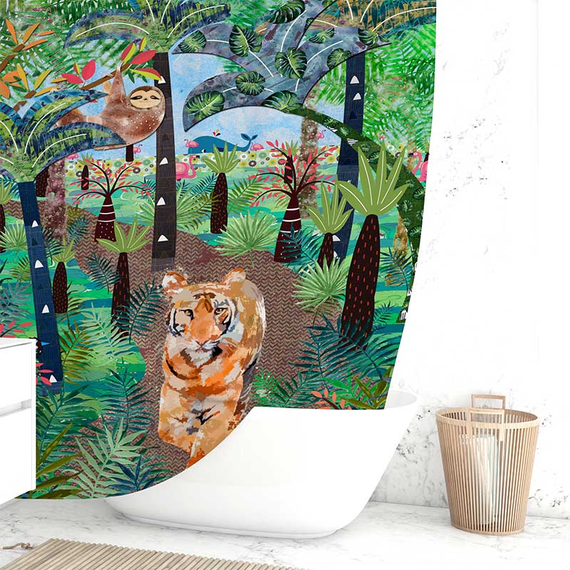 Liner Free Tropical Shower Curtain For Children